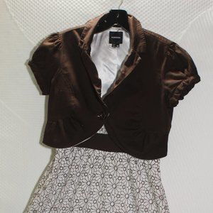 My Michelle Spaghetti Strap Brown White Eyelet Dress with Jacket